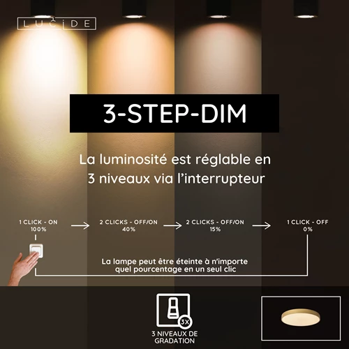 Lucide UNAR - Plafonnier - Ø 49,5 cm - LED 3 StepDim - 1x36W 2700K - Or Mat / Laiton - USP